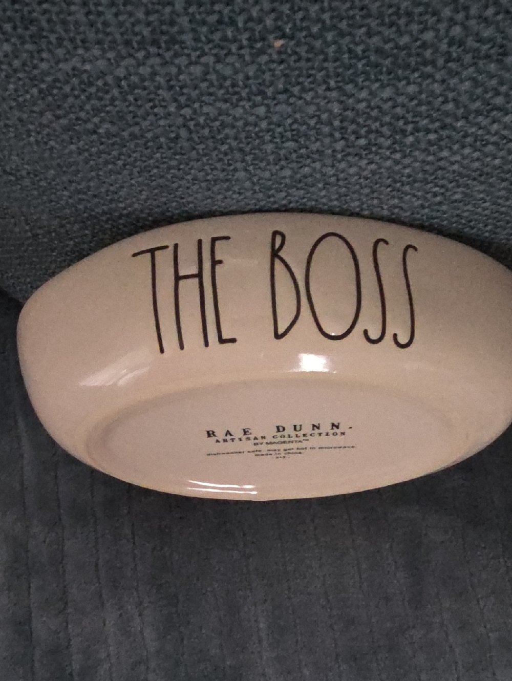 Rae Dunn THE BOSS Ceramic Bowl - Cream with Black Lettering